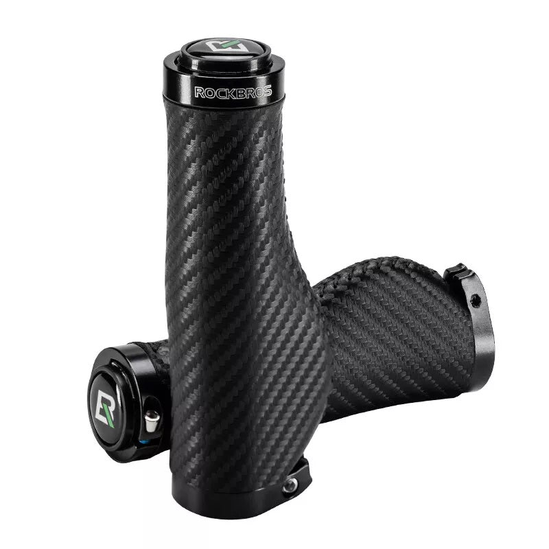 ROCKBROS Apertos de bicicleta Padrão de carbono Apertos de guiador de bicicleta com trava dupla 22,2 mm