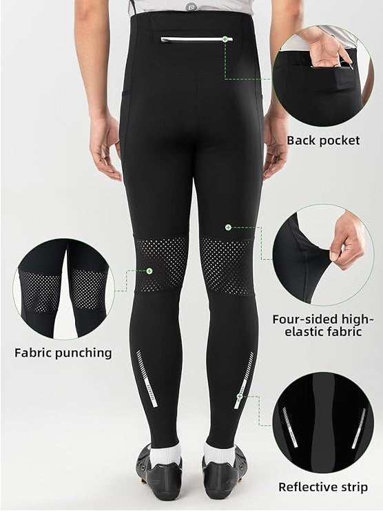 Calças compridas de ciclismo ROCKBROS para homem e mulher, calças de ciclismo para quatro estações com acolchoamento 4D, calças compridas de ciclismo com bolsos, calças de corrida, MTB respirável