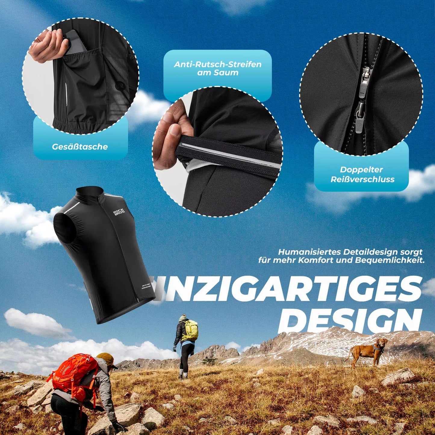 Rockbros colete de vento ciclismo esportes colete à prova de vento aviso colete bicicleta sem mangas jaqueta repelente de água colete softshell