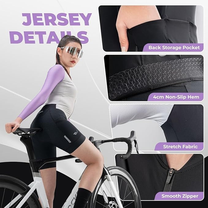 ROCKBROS camisa de ciclismo feminina de manga comprida camisa de ciclismo jaqueta de verão para bicicleta camisa de ciclismo camisa de bicicleta de estrada com 3 bolsos traseiros roupas de ciclismo mtb respirável