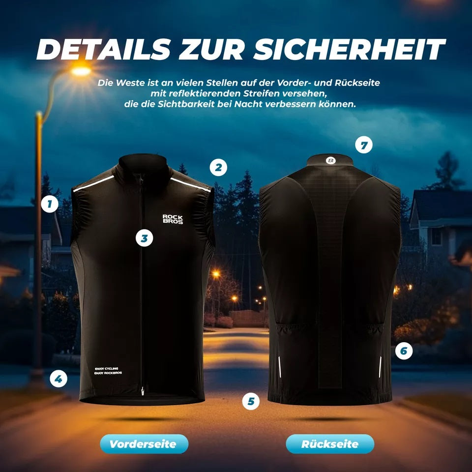 Rockbros colete de vento ciclismo esportes colete à prova de vento aviso colete bicicleta sem mangas jaqueta repelente de água colete softshell