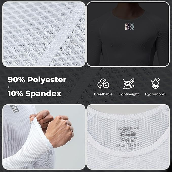 Camisa de manga comprida ROCKBROS camisa de ciclismo masculina, camisa funcional de secagem rápida, roupas de ciclismo, camisa de fitness para ciclismo, corrida, tênis, caminhada, homens