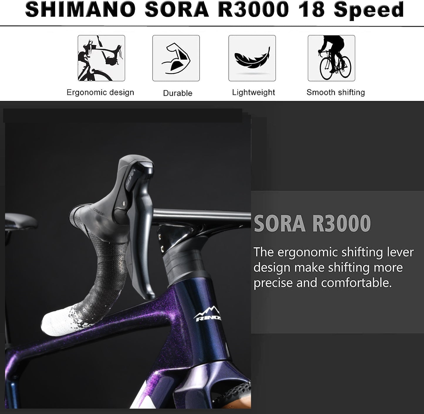 Bicicleta de cascalho de carbono RINOS Sandman 1.0 Shimano R3000
