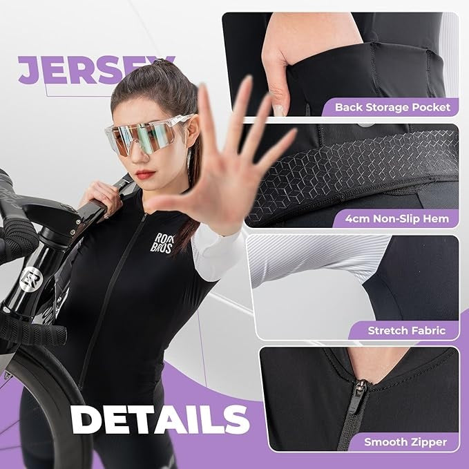 ROCKBROS camisa de ciclismo feminina de manga comprida camisa de ciclismo jaqueta de verão para bicicleta camisa de ciclismo camisa de bicicleta de estrada com 3 bolsos traseiros roupas de ciclismo mtb respirável