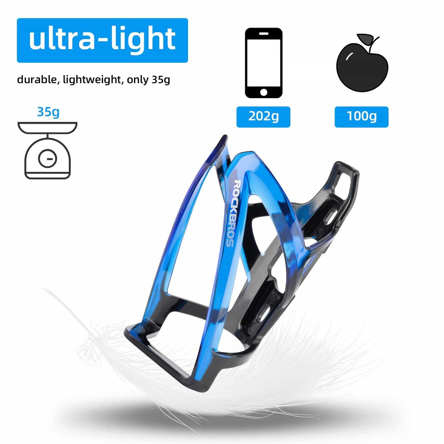 Suporte para garrafa de bicicleta em policarbonato leve de 35g da ROCKBROS