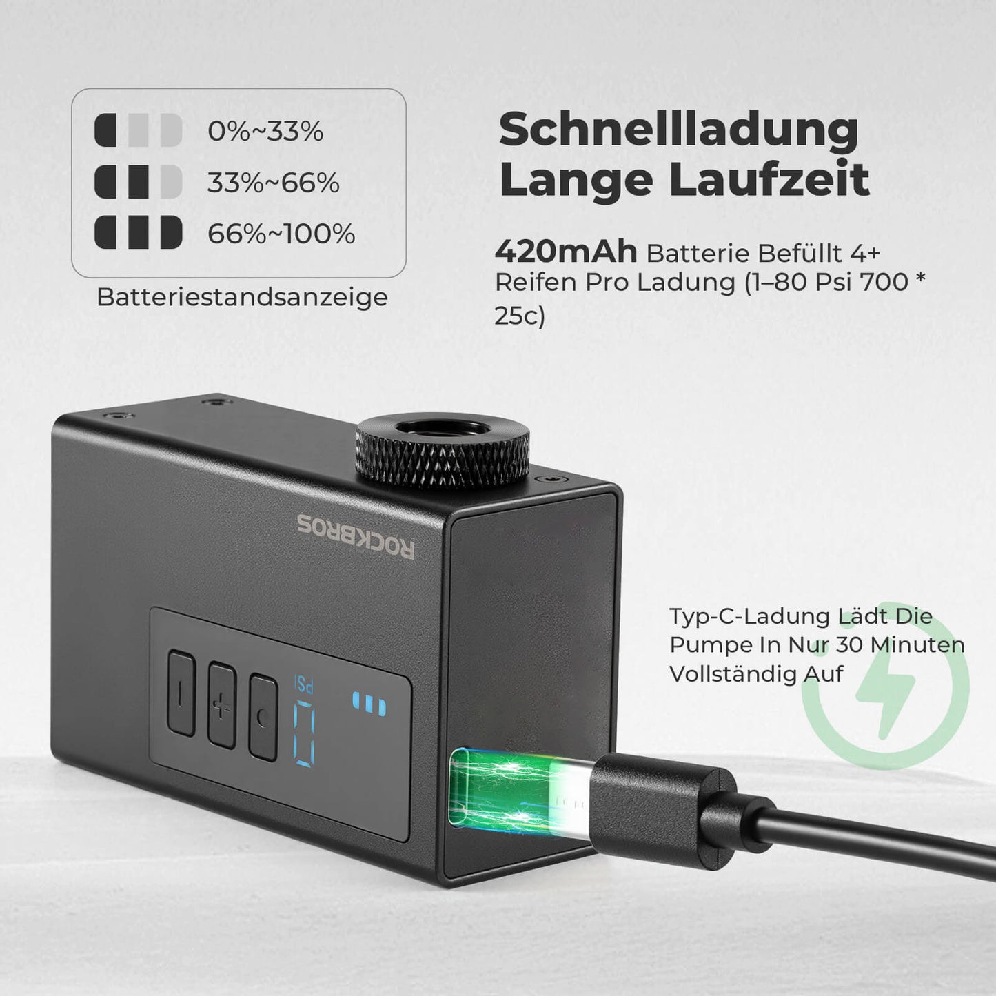 Mini Bomba Elétrica Portátil para Bicicleta AS240 Pro ROCKBROS