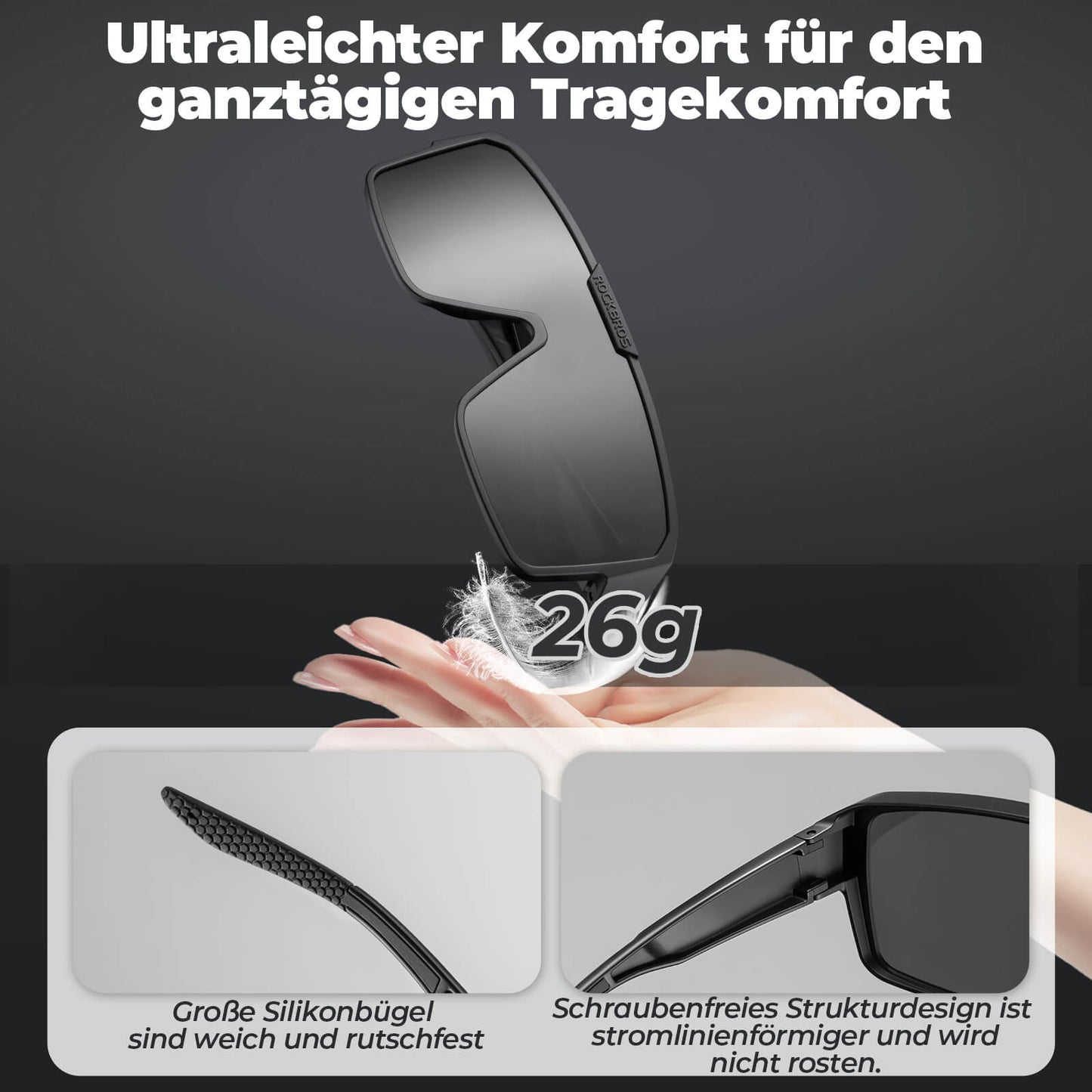 Óculos de ciclismo polarizados, óculos de sol para atividades ao ar livre, para usar sobre óculos de grau, para mountain bike e bicicletas de estrada, ROCKBROS