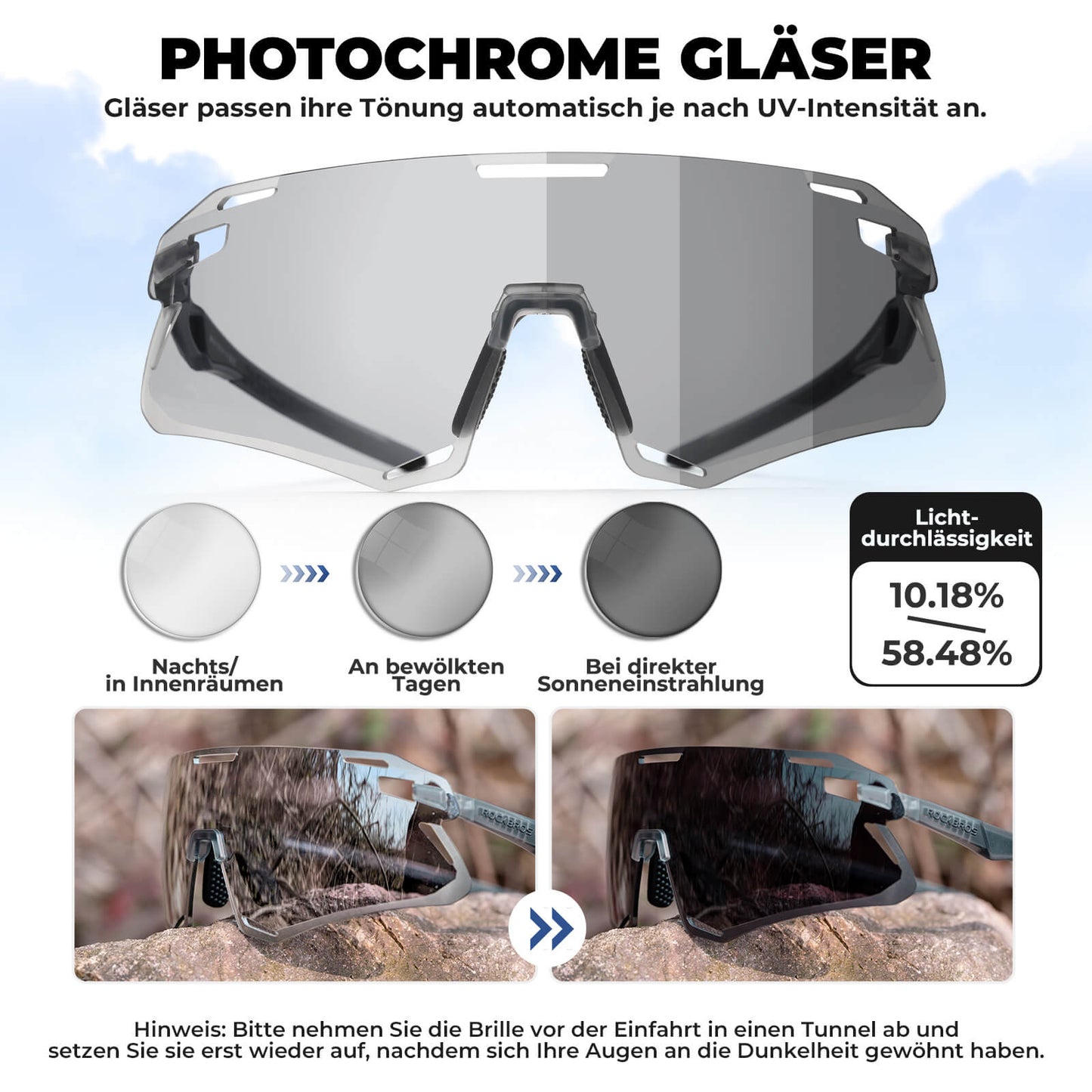 Óculos de sol, óculos de ciclismo à prova de vento para esportes ao ar livre, ROCKBROS