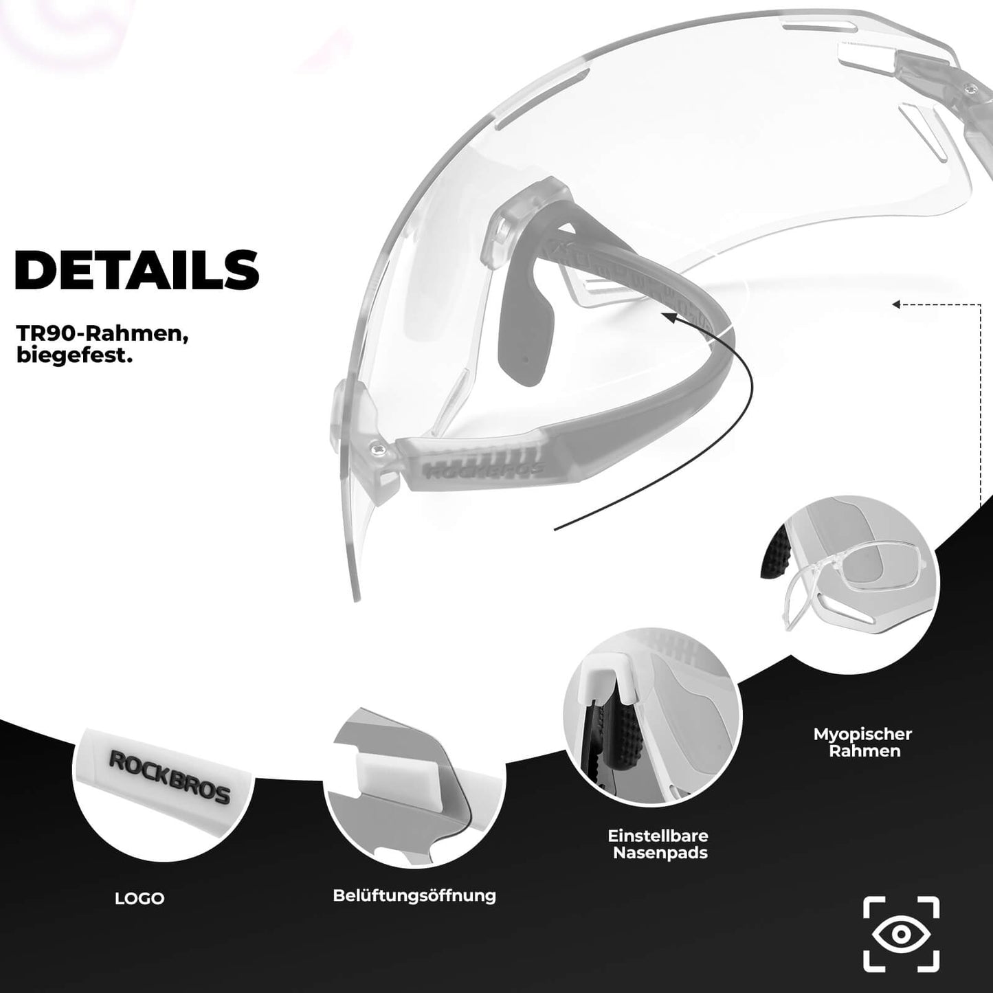 Óculos de sol, óculos de ciclismo à prova de vento para esportes ao ar livre, ROCKBROS
