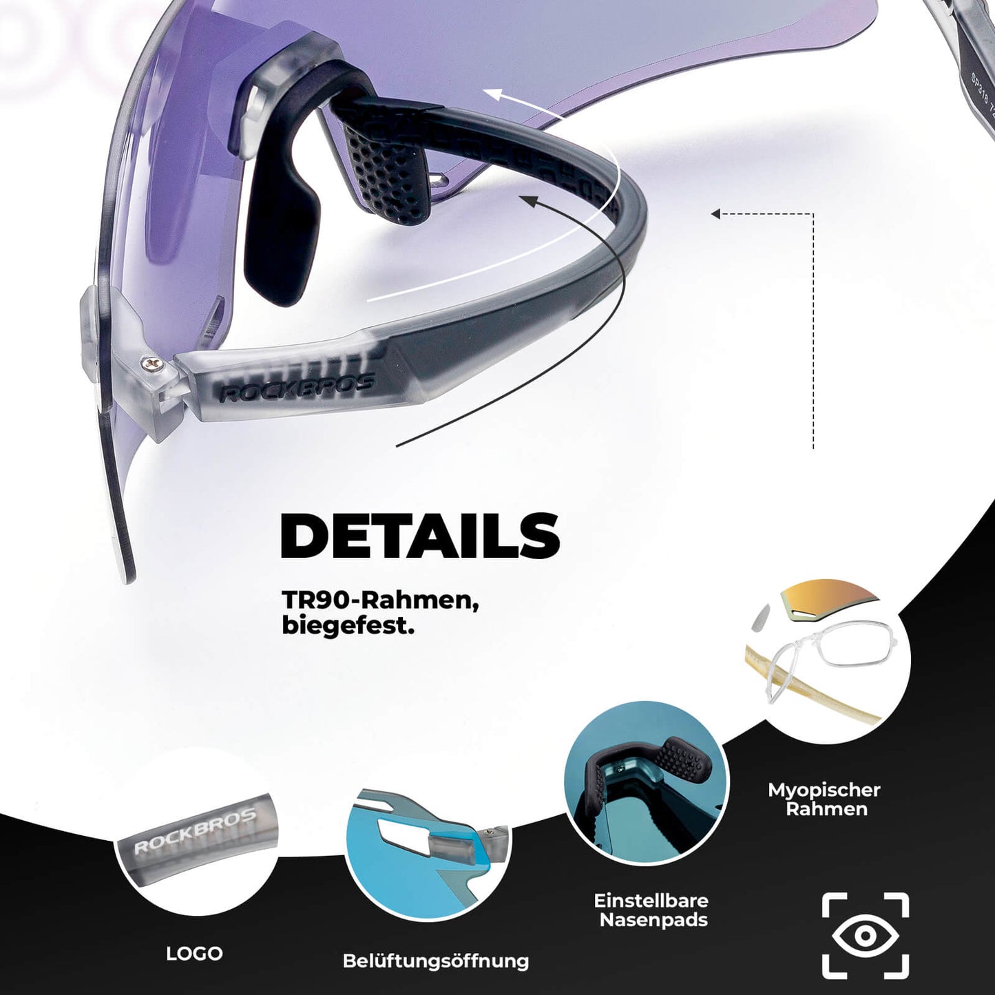 Óculos de sol, óculos de ciclismo à prova de vento para esportes ao ar livre, ROCKBROS