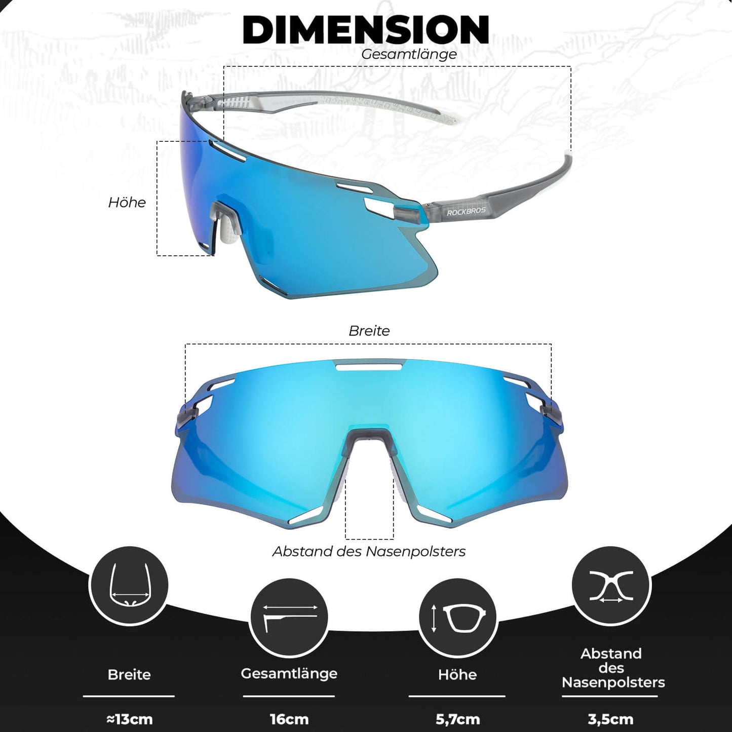 Óculos de sol, óculos de ciclismo à prova de vento para esportes ao ar livre, ROCKBROS