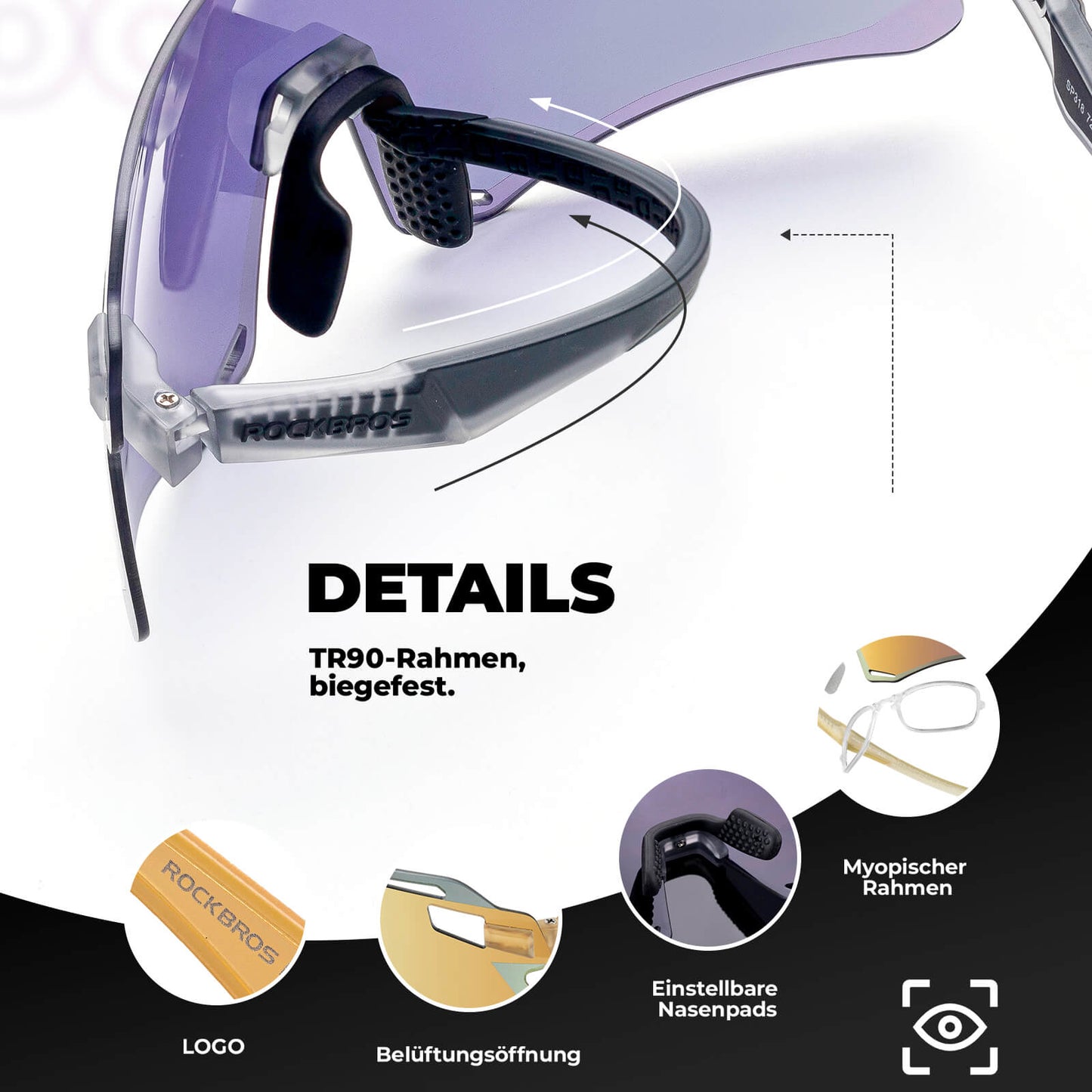 Óculos de sol, óculos de ciclismo à prova de vento para esportes ao ar livre, ROCKBROS