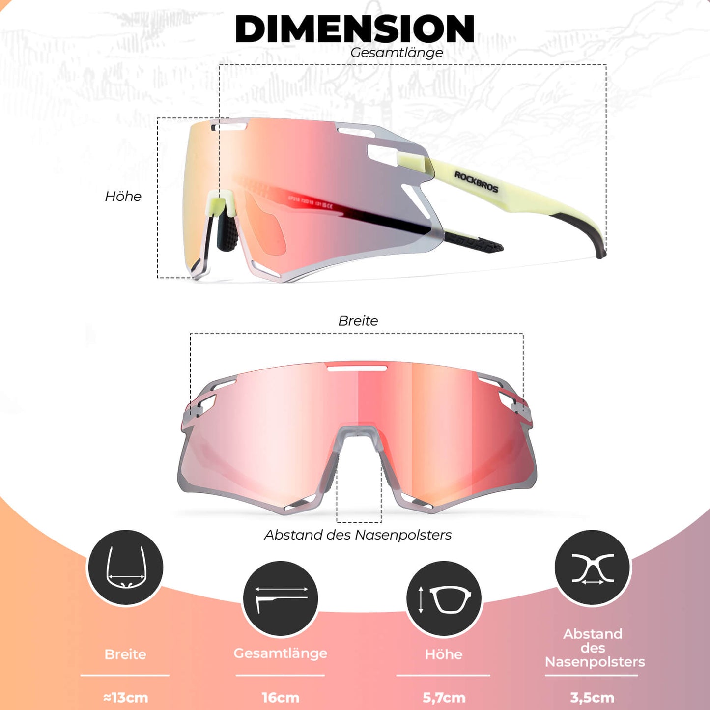 Óculos de sol, óculos de ciclismo à prova de vento para esportes ao ar livre, ROCKBROS