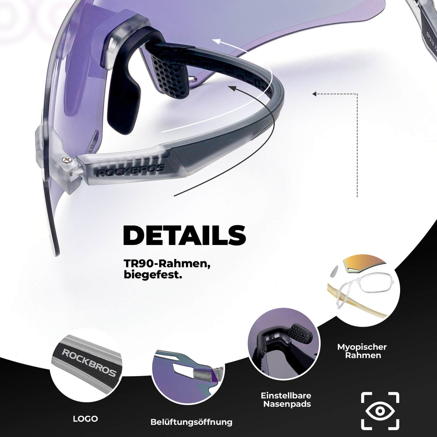 Óculos de sol, óculos de ciclismo à prova de vento para esportes ao ar livre, ROCKBROS