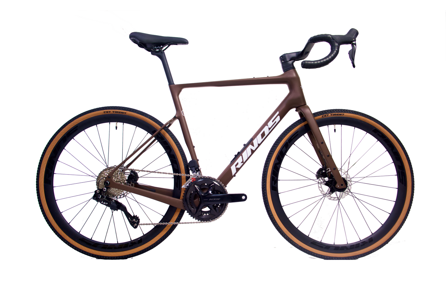 RINOS Gravel em Carbono Sandman8.0 Shimano 105 Di2 Café