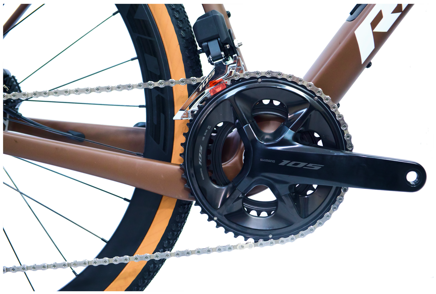 RINOS Gravel em Carbono Sandman8.0 Shimano 105 Di2 Café