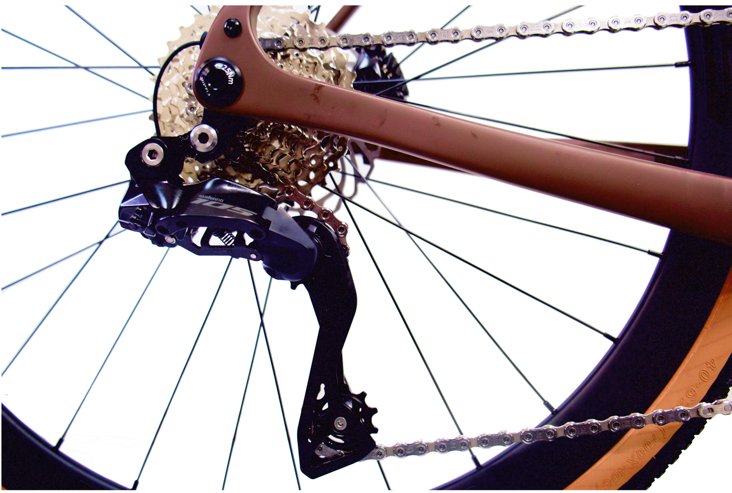 RINOS Gravel em Carbono Sandman8.0 Shimano 105 Di2 Café