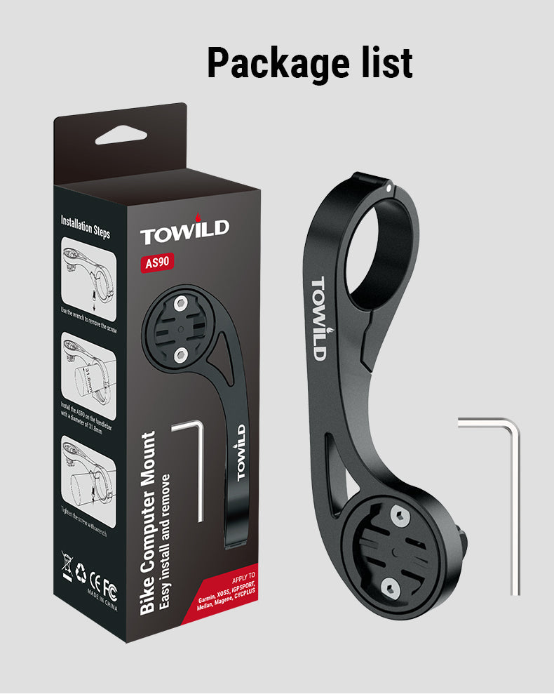 Towild as90 guiador de bicicleta lanterna suporte extensão para bicicleta computador luz e gopro garmin xoss igpsport