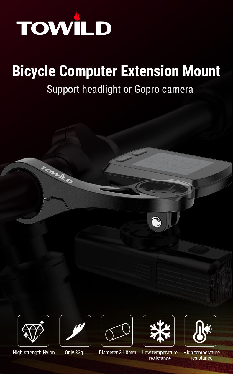 Towild as90 guiador de bicicleta lanterna suporte extensão para bicicleta computador luz e gopro garmin xoss igpsport