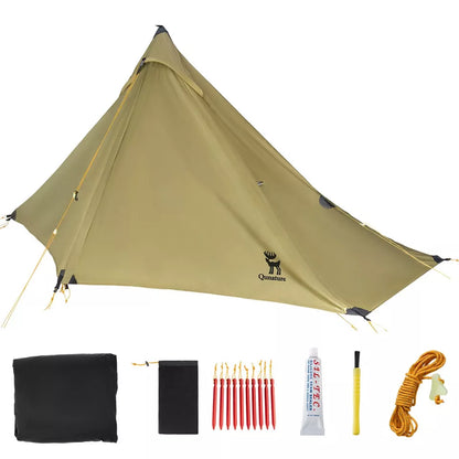 Qunature Tenda de trekking para 1 homem Tenda de acampamento ultraleve à prova d'água 230 * 180 cm