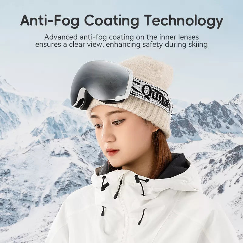 Óculos de esqui Qunature, óculos de snowboard, antiembaçante UV400 feminino/masculino para usuários de óculos