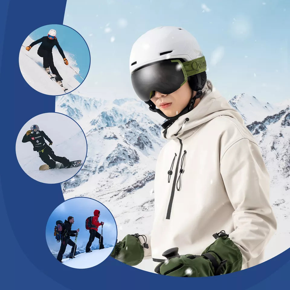 Óculos de esqui Qunature, óculos de snowboard, antiembaçante UV400 feminino/masculino para usuários de óculos