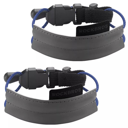 ROCKBROS Faixa elástica para calças, protetor de calças de bicicleta, faixa reflexiva para corrida ao ar livre, ciclismo, corrida, 1 par