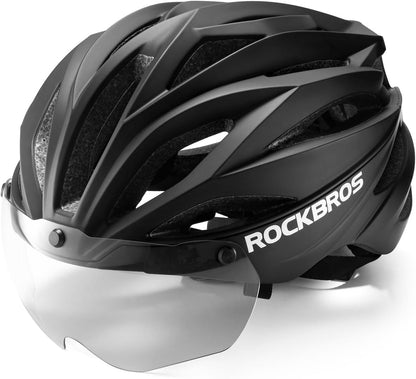 Capacete de bicicleta adulto ROCKBROS com viseira magnética removível respirável ajustável para homens e mulheres 58-62cm
