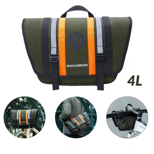 Bolsa para guidão ROCKBROS 2.5L-4L bolsa frontal para bicicleta bolsa transversal com alça de ombro verde