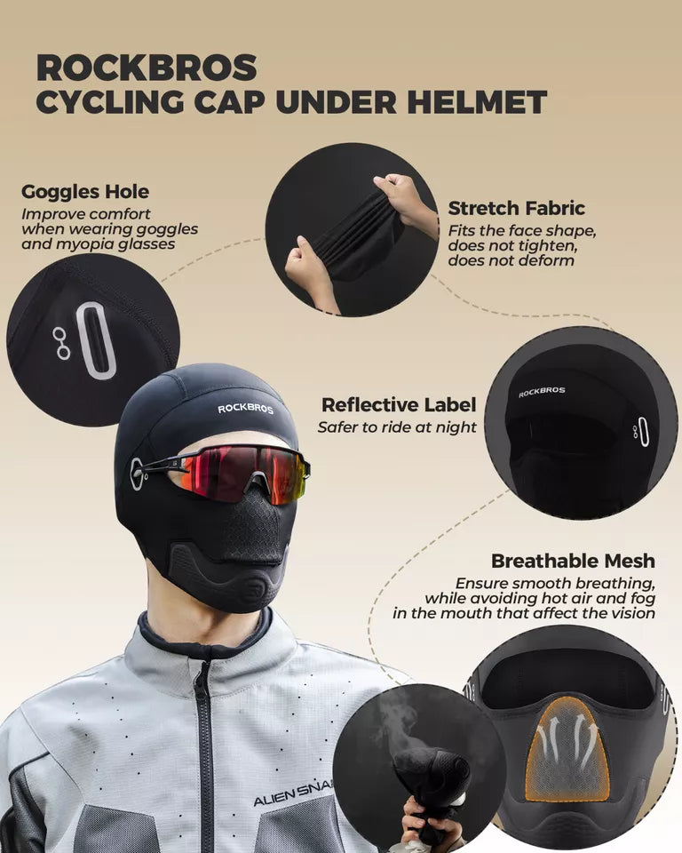 Balaclava para cabeça de motocicleta ROCKBROS Balaclavas de lã quente para bicicleta