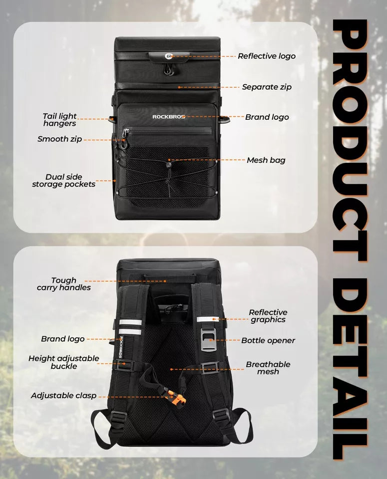 Mochila removível ROCKBROS Mochila multifuncional 3,5 + 14L para viagem ao ar livre