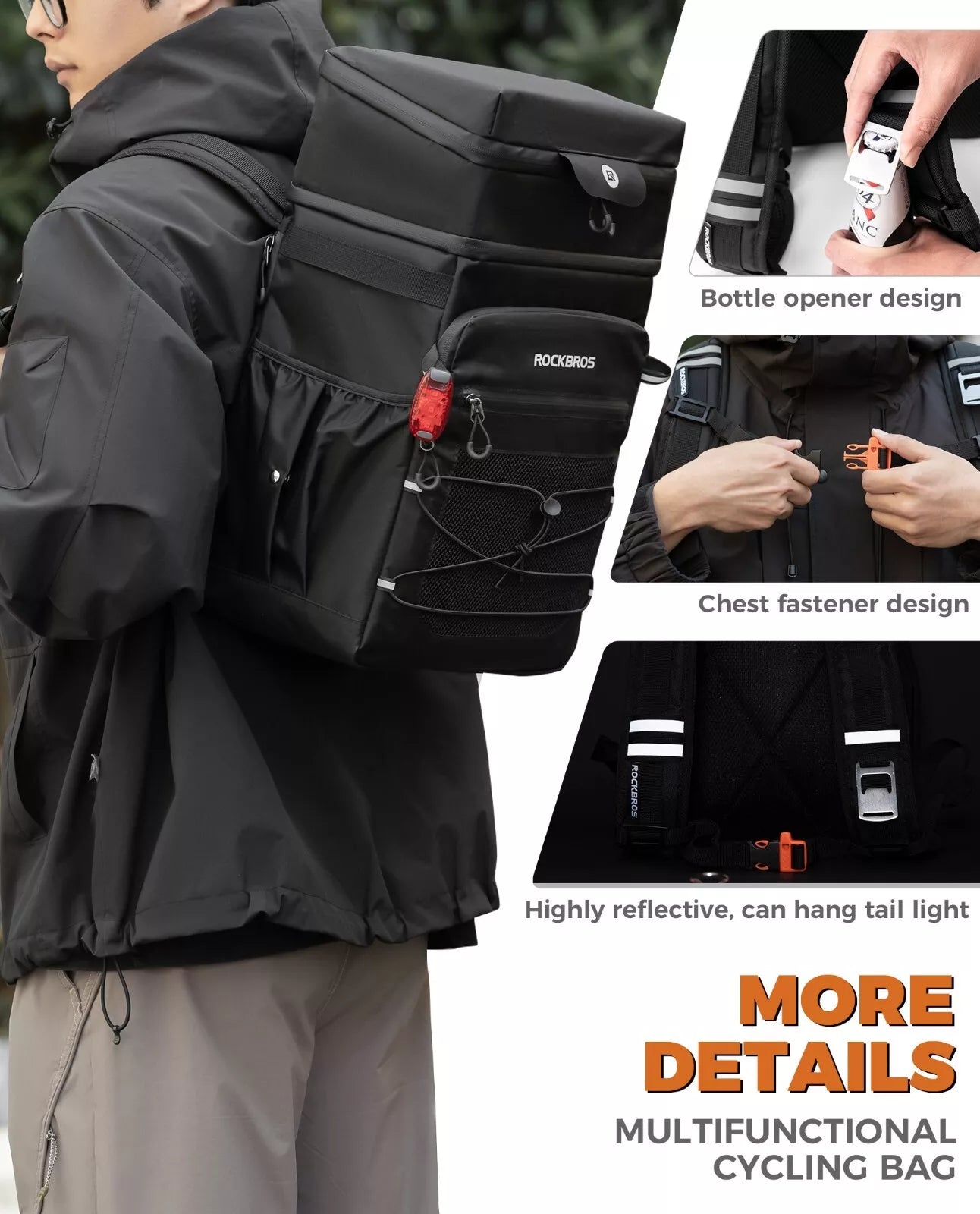 Mochila removível ROCKBROS Mochila multifuncional 3,5 + 14L para viagem ao ar livre
