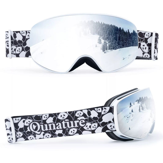 Óculos de esqui Qunature, óculos de snowboard para crianças e adultos que usam óculos antiembaçantes