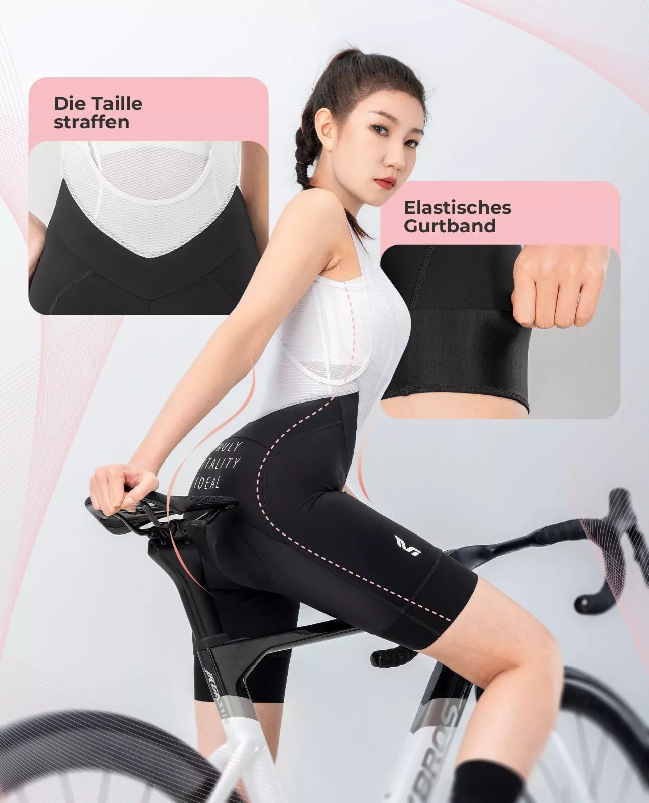 Shorts femininos de ciclismo ROCKBROS com alças, shorts acolchoados para bicicleta, MTB
