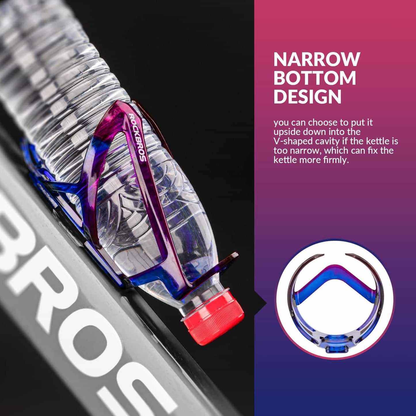 Suporte para garrafa de bicicleta em policarbonato leve de 35g da ROCKBROS