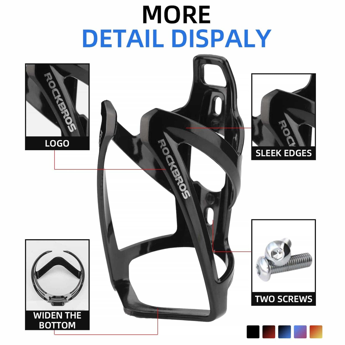 Suporte para garrafa de bicicleta em policarbonato leve de 35g da ROCKBROS