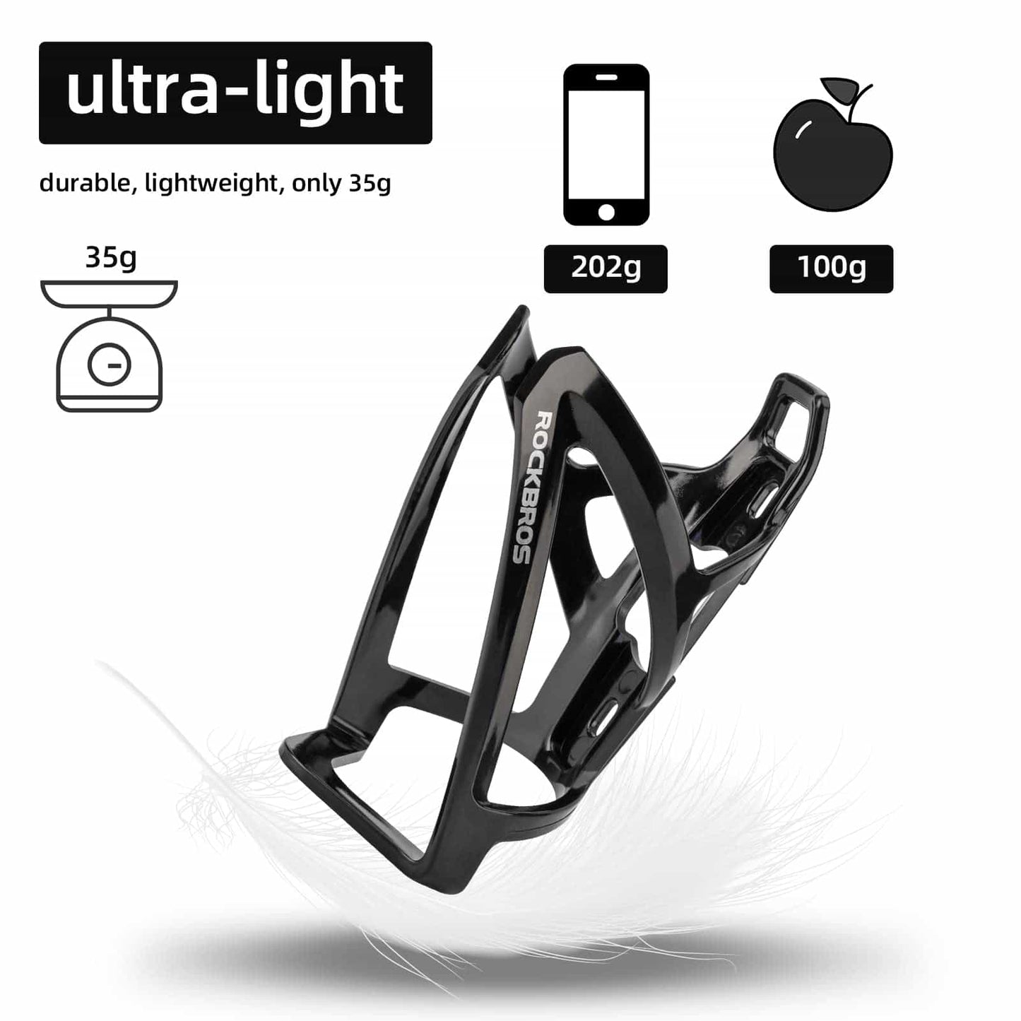 Suporte para garrafa de bicicleta em policarbonato leve de 35g da ROCKBROS