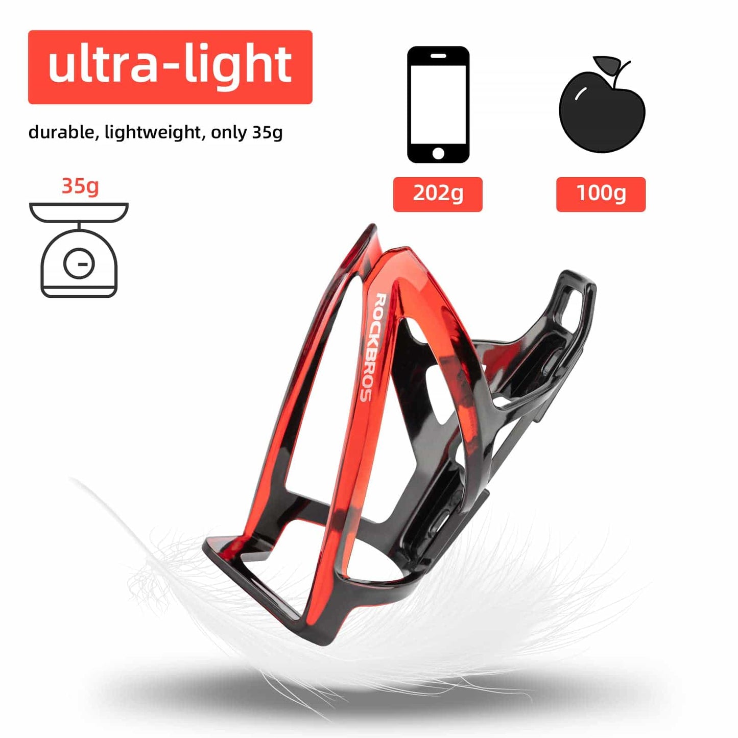 Suporte para garrafa de bicicleta em policarbonato leve de 35g da ROCKBROS