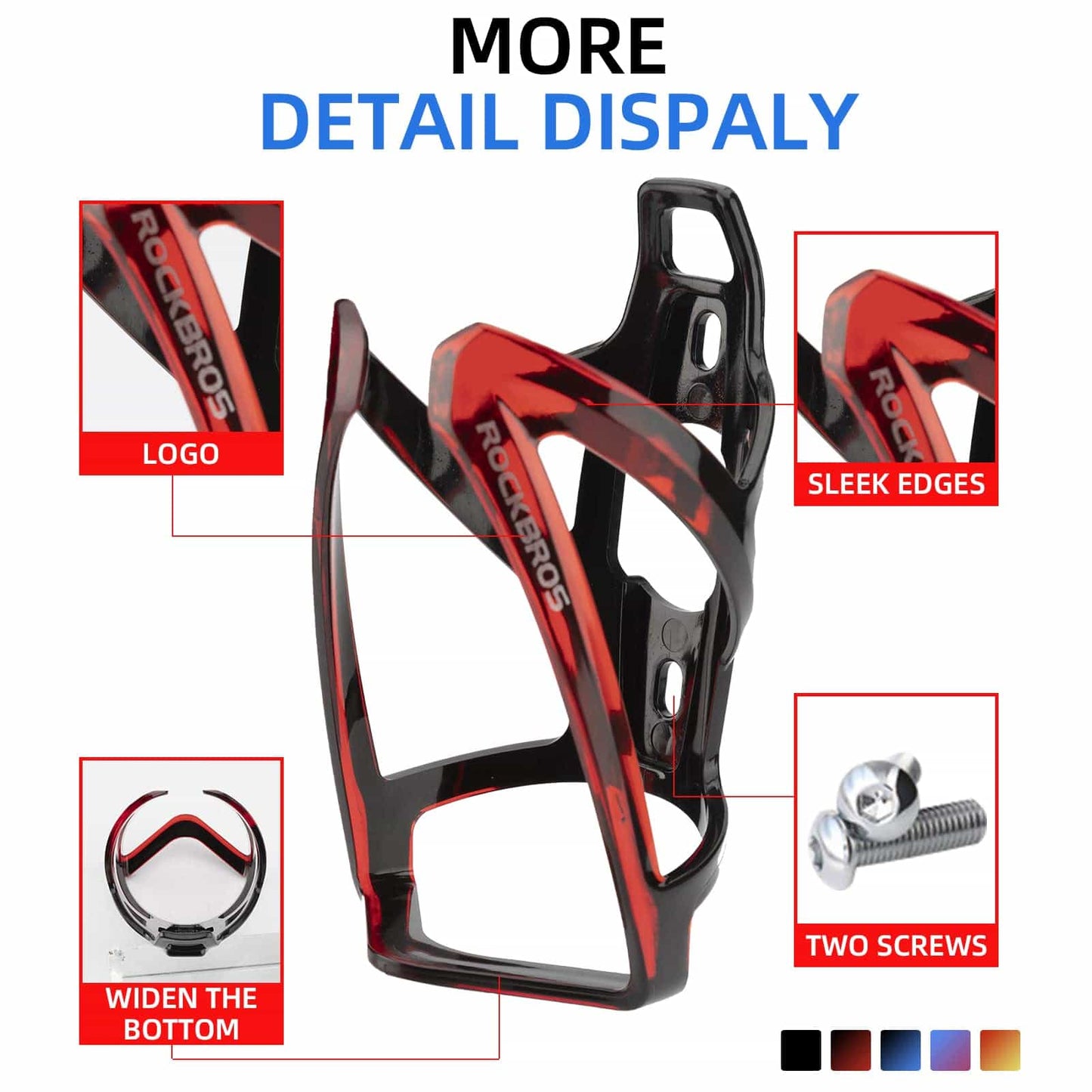 Suporte para garrafa de bicicleta em policarbonato leve de 35g da ROCKBROS