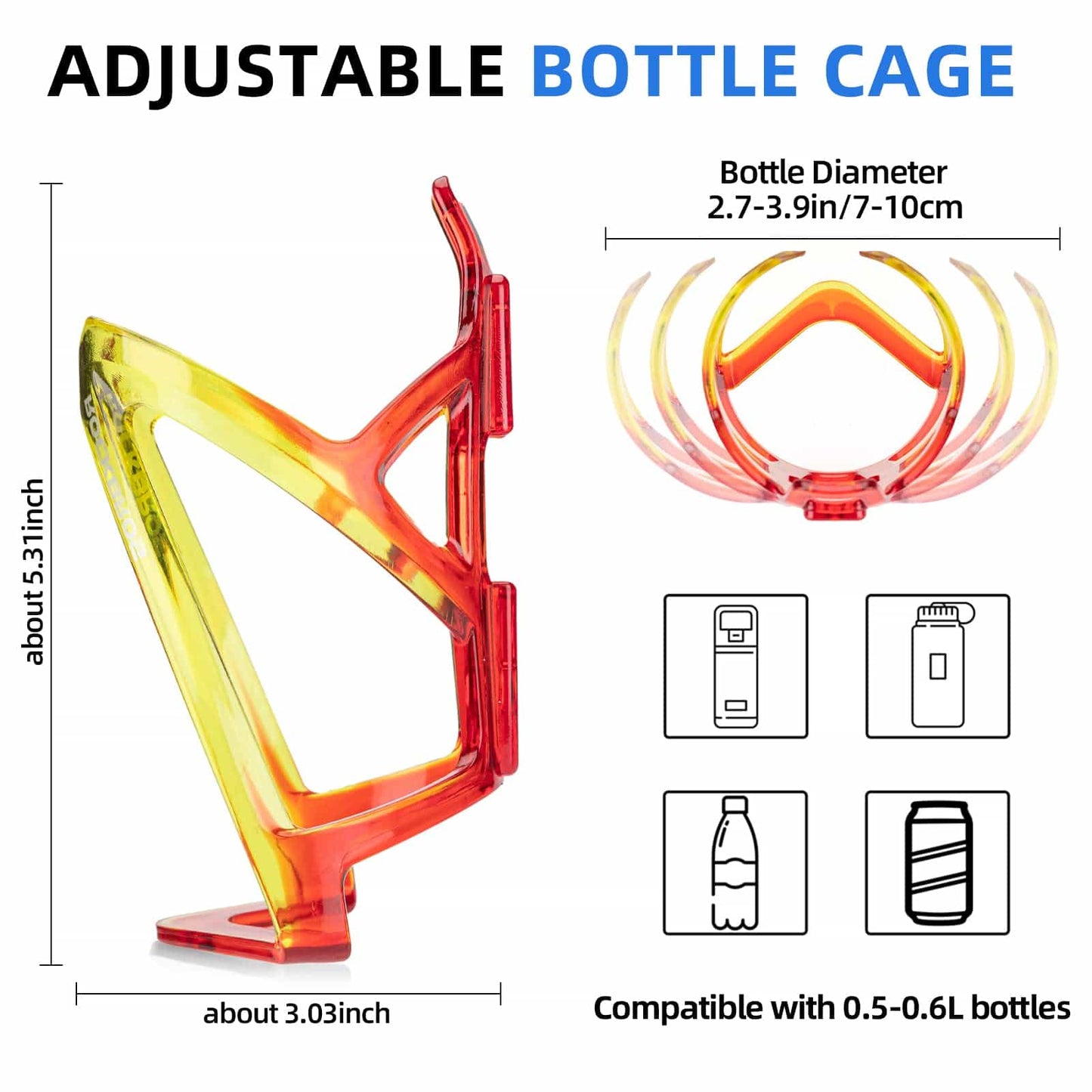 Suporte para garrafa de bicicleta em policarbonato leve de 35g da ROCKBROS