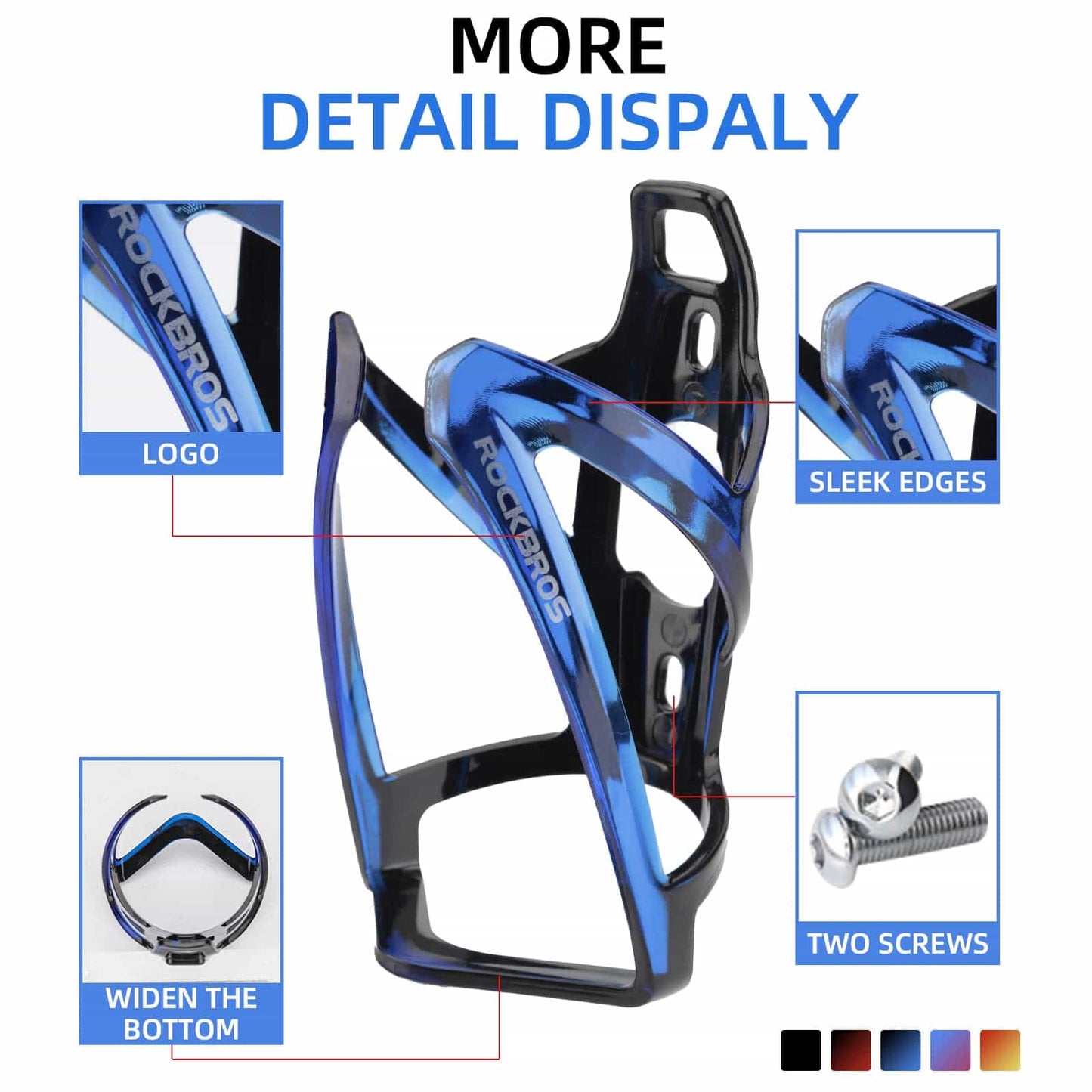 Suporte para garrafa de bicicleta em policarbonato leve de 35g da ROCKBROS