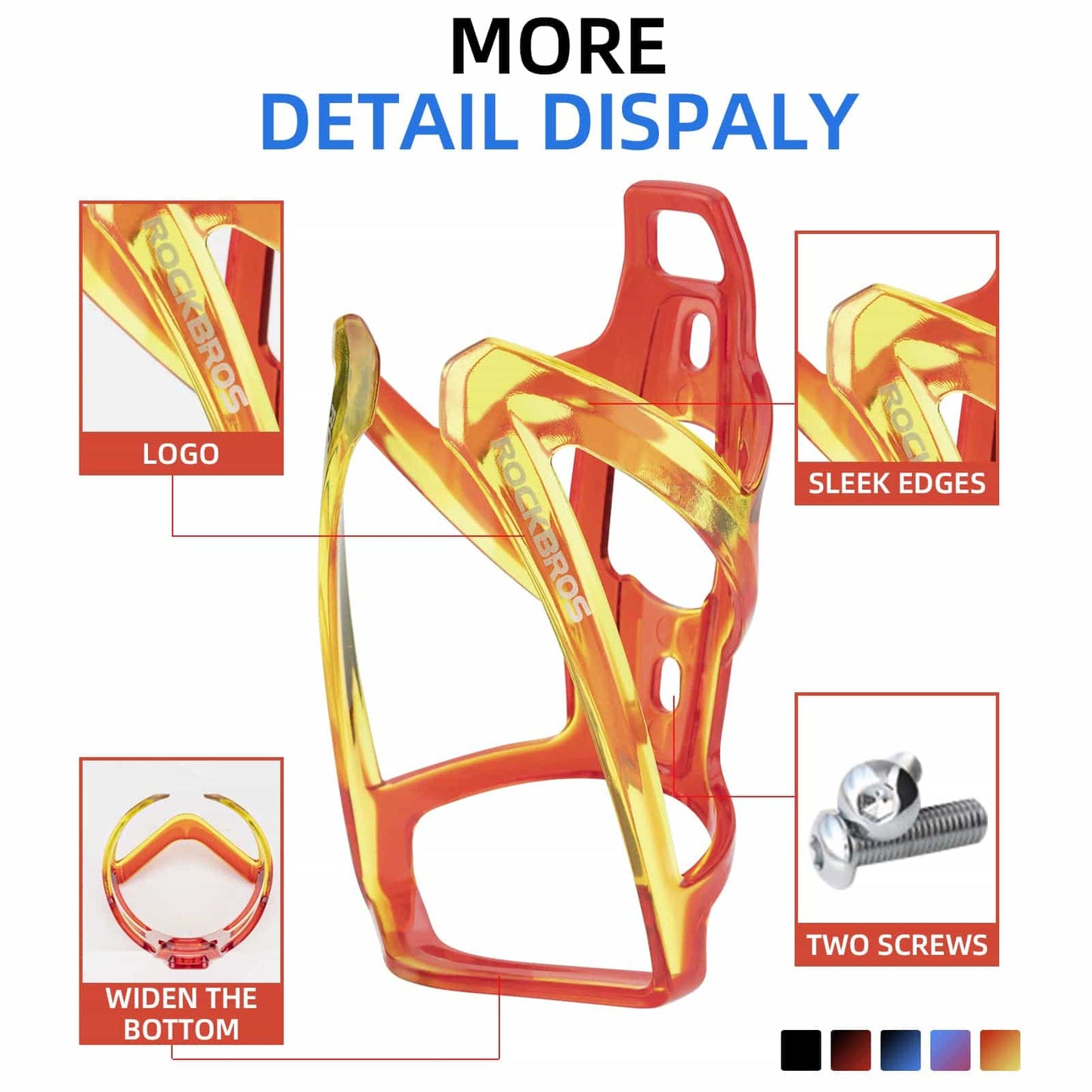 Suporte para garrafa de bicicleta em policarbonato leve de 35g da ROCKBROS