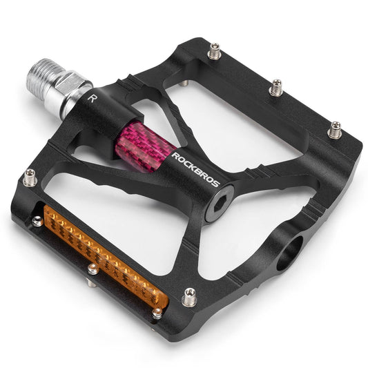 Pedais de bicicleta em alumínio de 9/16 polegadas com dois refletores de PVC ROCKBROS