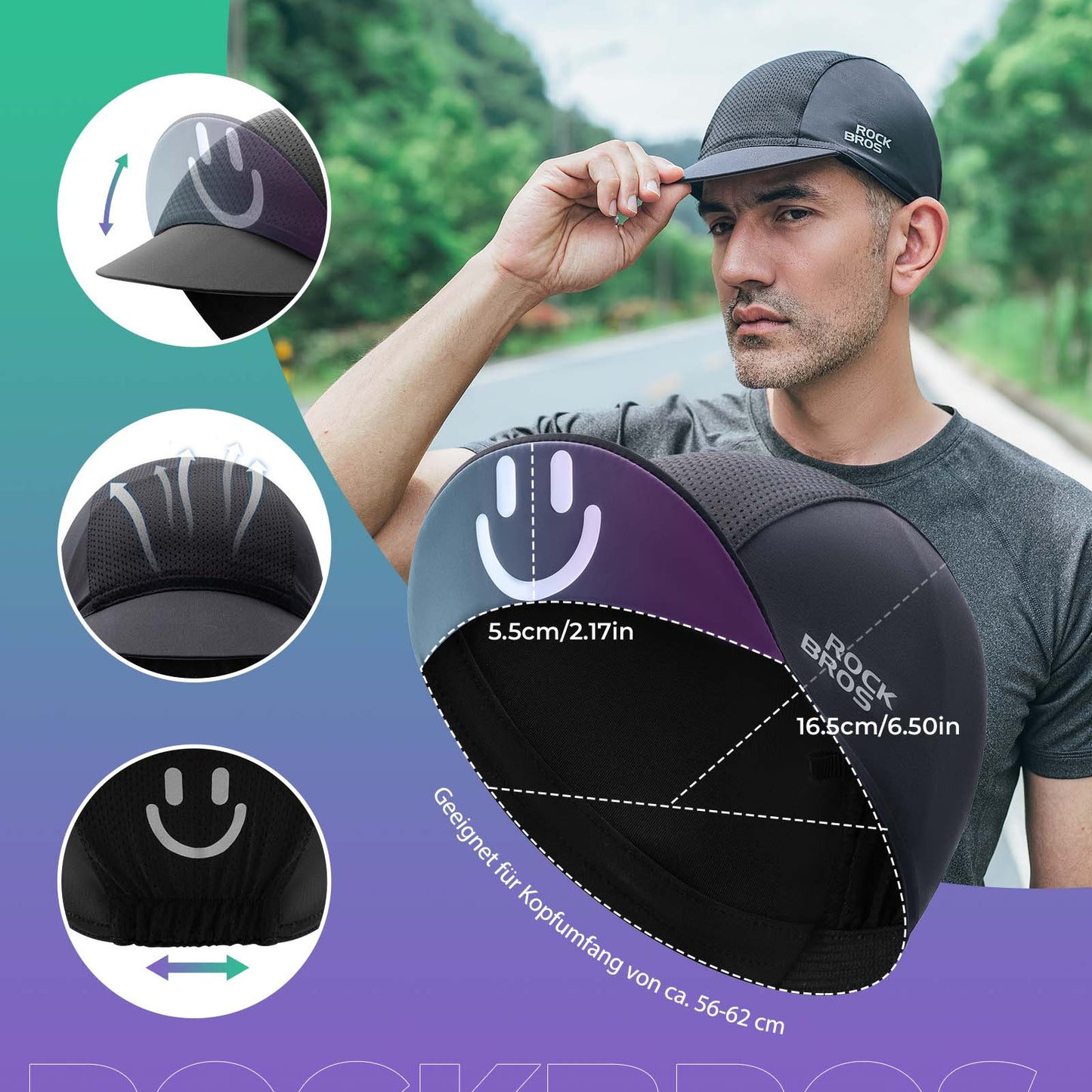 Boné de ciclismo de verão, antitranspirante, leve, unissex, ROCKBROS