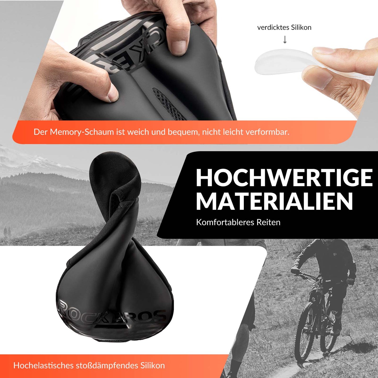 Capa de selim de bicicleta acolchoada com gel, macia, da ROCKBROS