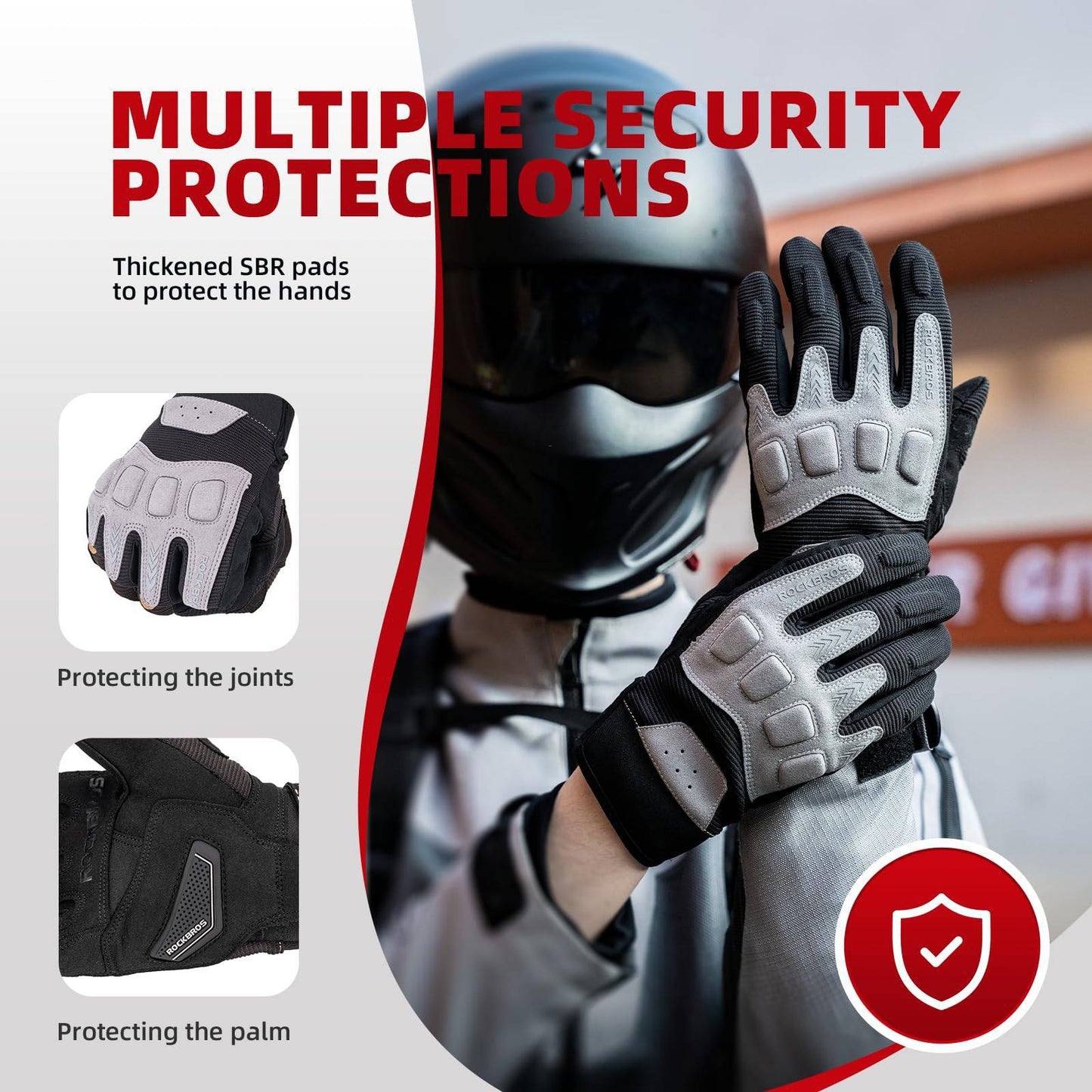 Luvas de ciclismo masculinas, inverno/outono, MTB, luvas com absorção de impacto, ROCKBROS