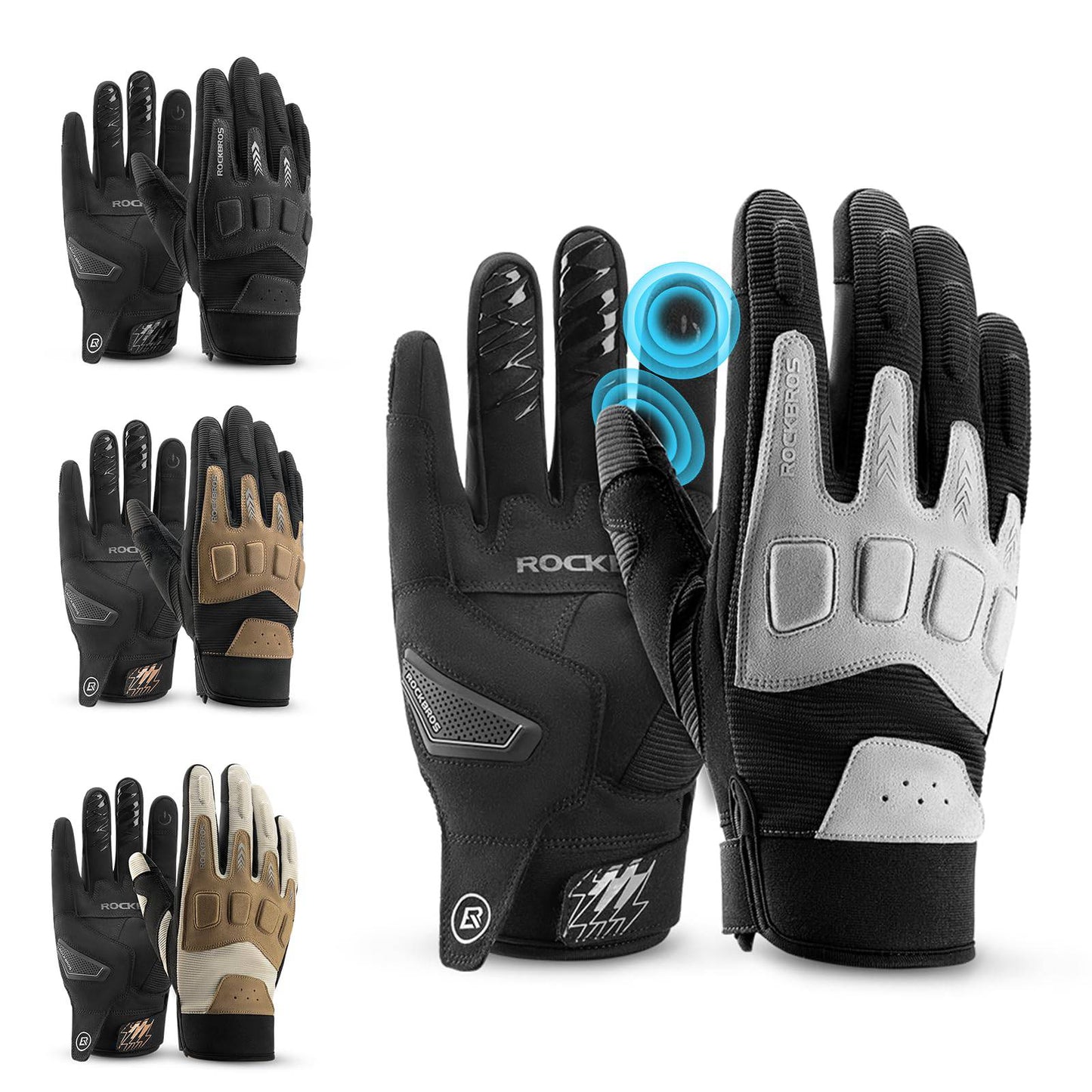 Luvas de ciclismo masculinas, inverno/outono, MTB, luvas com absorção de impacto, ROCKBROS