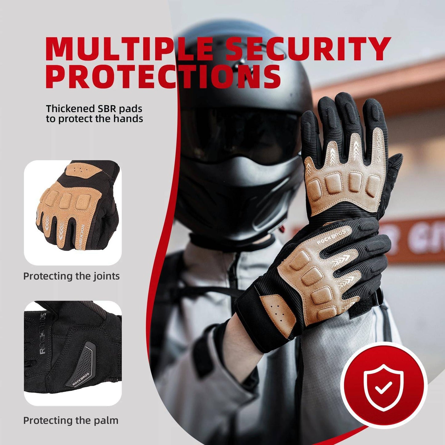 Luvas de ciclismo masculinas, inverno/outono, MTB, luvas com absorção de impacto, ROCKBROS