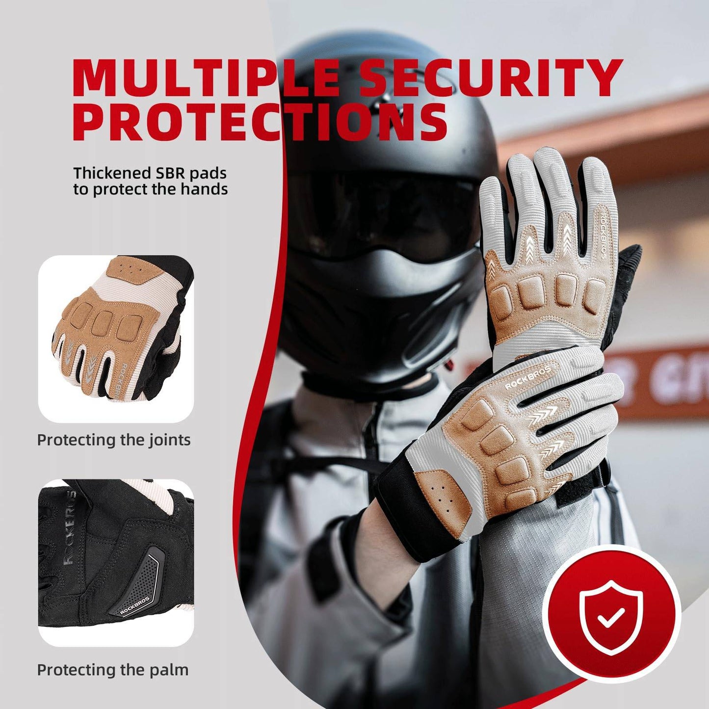 Luvas de ciclismo masculinas, inverno/outono, MTB, luvas com absorção de impacto, ROCKBROS