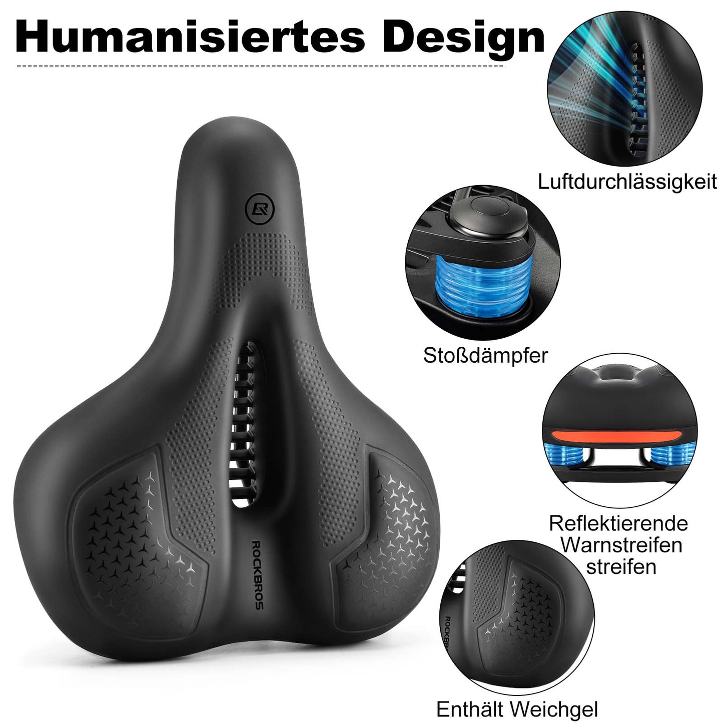 Selim de bicicleta com espuma viscoelástica e gel respirável ROCKBROS